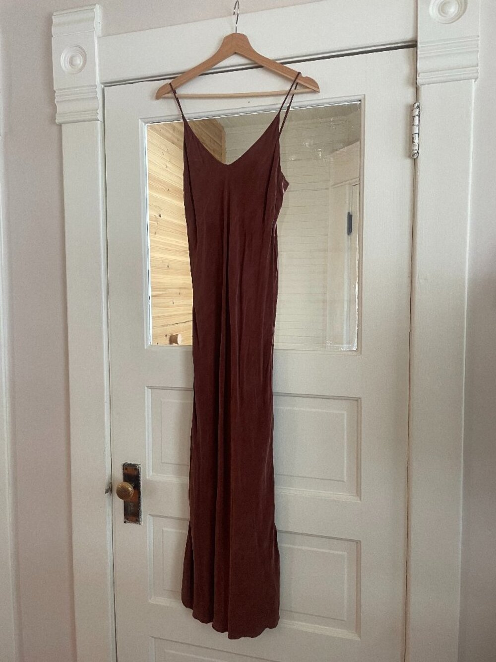 OZMA Cupro Bias Slip Dress in Adobe (S)